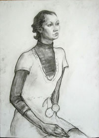 женский портрет 100х70, бумага, уголь, ретушь, 2010г.