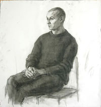 мужской портрет 80х90 см, бумага, уголь, ретушь, 2010 г.