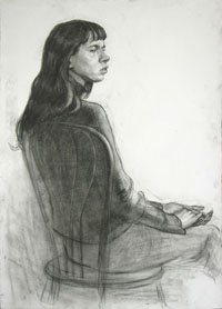 женский портрет 100х70 см, бумага, уголь, ретушь, 2012 г.
