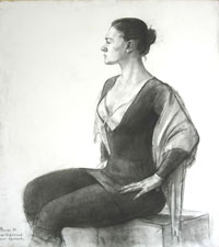 женский портрет, 80х90 см, бумага, уголь, ретушь, 2012 г.