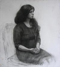 женский портрет 80х90 см, бумага, уголь, ретушь, 2010 г.