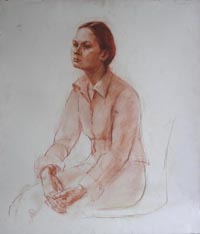женский портрет 80х90 см, бумага, уголь, ретушь, 2010 г.