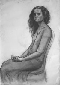 женский портрет 700х90 см, бумага, уголь, ретушь, 2012 г.