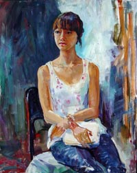 портрет китайской девушки  70х90 см, холст. масло, 2010г.
