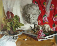 Still Life with Antique Head 50x60 sm,  oil on canvas, 2003