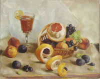 натюрморт с грейпфрутом 40х50 см, холст, масло, 2004г.