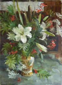 Lilies 50x70 sm,  oil on canvas, 2004  not available></a> 
            <a href=