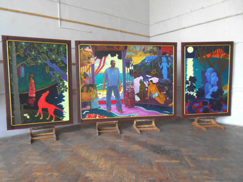 Дипломная работа триптих  "Поль Гоген", 180х500см, холст, масло, 2013г