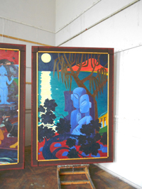 Дипломная работа триптих  "Поль Гоген",180x500 см, холст, масло, 2013г